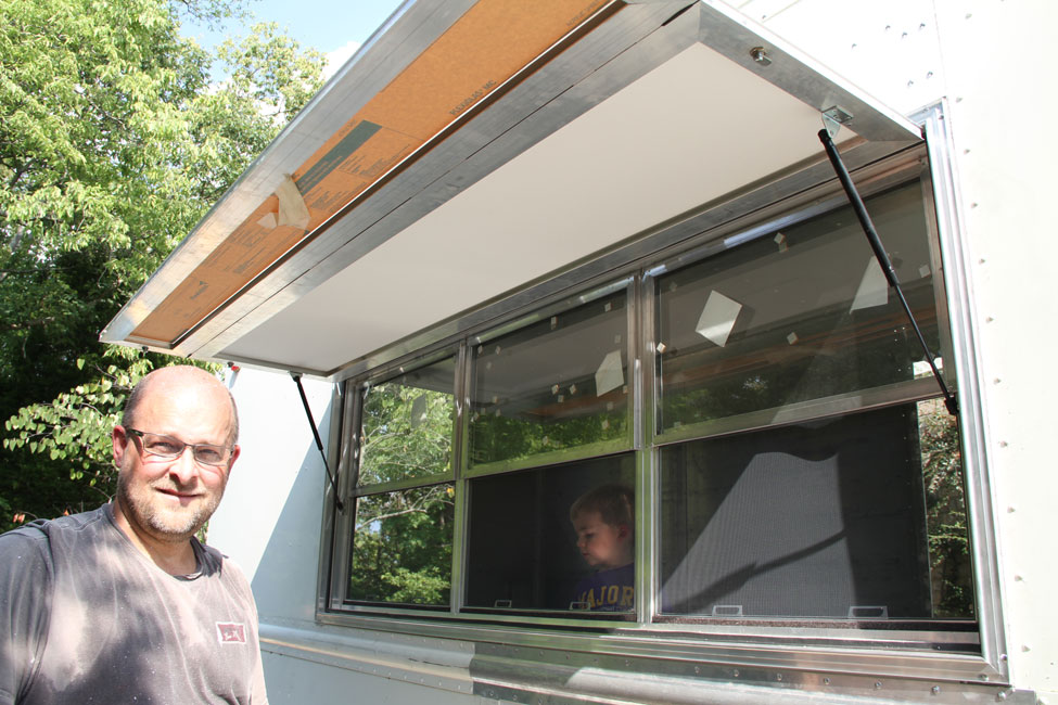 Marty building the inside of the truck