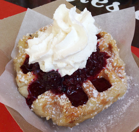 Marty’s Waffle with Blackberries and Orange liquer whipped cream